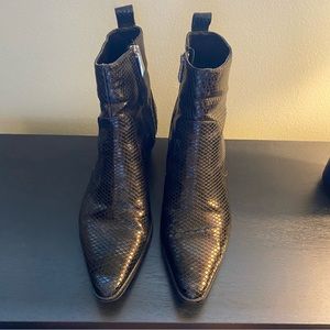 Zara black snakeskin booties